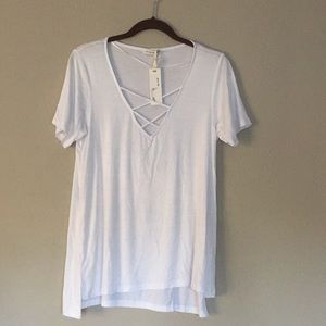 Cotton:ON white v-neck short sleeve top NWT